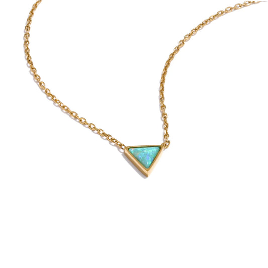 Natural australia opal stone triangle pendant necklace - product image