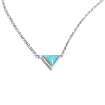 Natural australia opal stone triangle pendant necklace - product image
