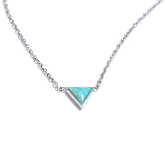 Natural australia opal stone triangle pendant necklace - product image
