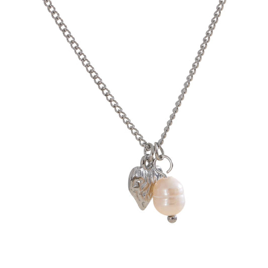Natural freshwater pearl heart pendant necklace - product image