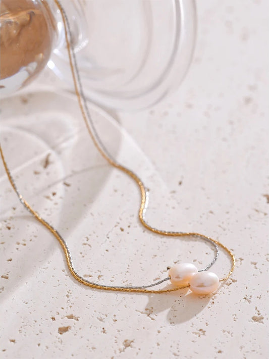 Natural freshwater pearl pendant fashion necklace - product image