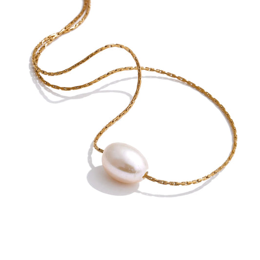 Natural freshwater pearl pendant fashion necklace - product image
