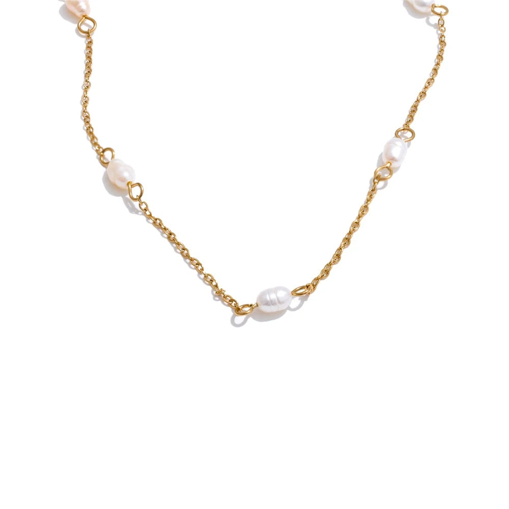 Natural freshwater pearl thin chain necklace - product image