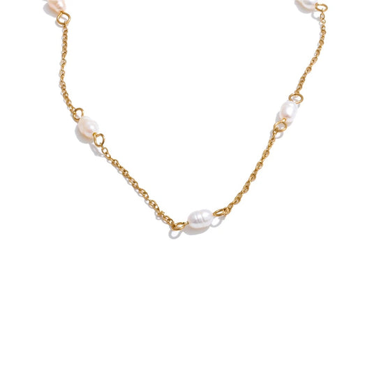 Natural freshwater pearl thin chain necklace - product image
