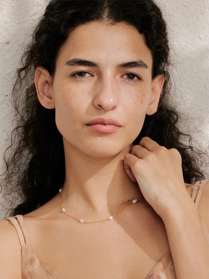 Natural freshwater pearl thin chain necklace - product image