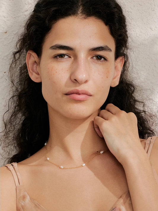 Natural freshwater pearl thin chain necklace - product image