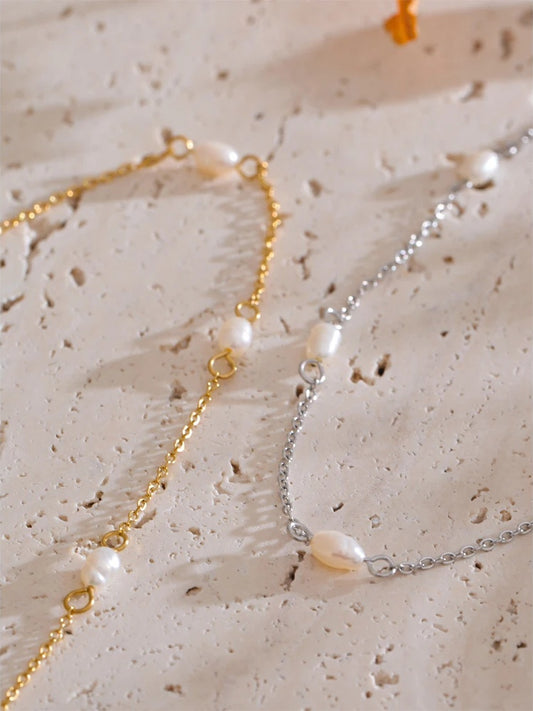 Natural freshwater pearl thin chain necklace - product image