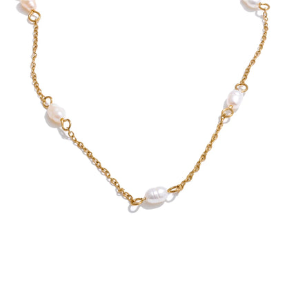 Natural freshwater pearl thin chain necklace - product image
