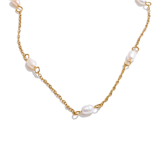 Natural freshwater pearl thin chain necklace - product image