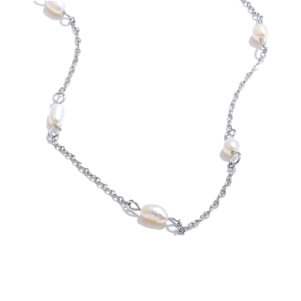 Natural freshwater pearl thin chain necklace - product image