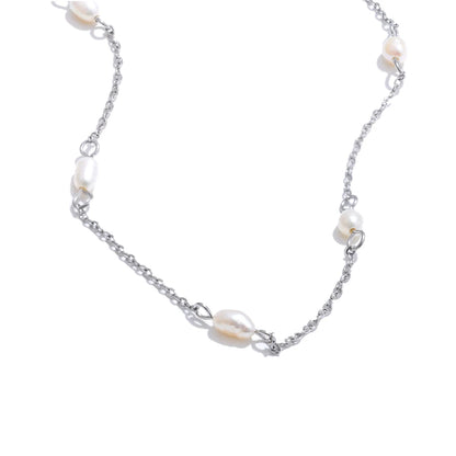 Natural freshwater pearl thin chain necklace - product image