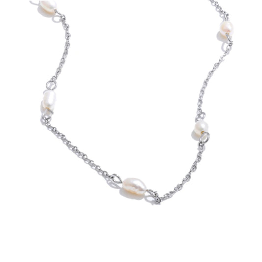 Natural freshwater pearl thin chain necklace - product image