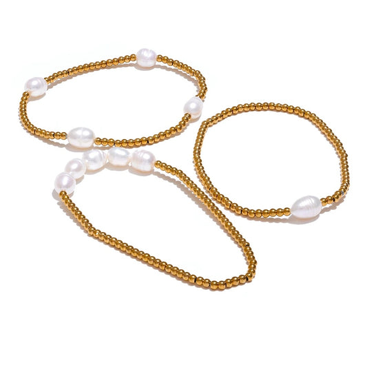 Natural freshwater pearls modern charm bracelet - product image