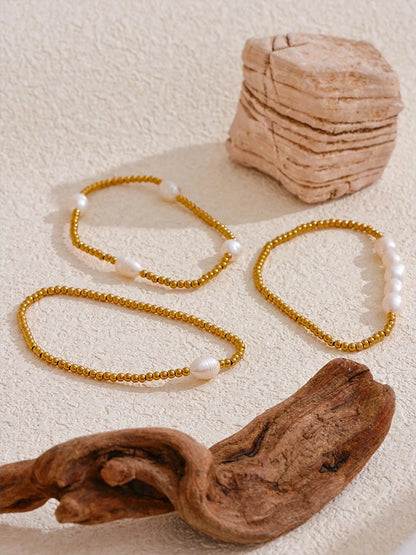 Natural freshwater pearls modern charm bracelet - product image