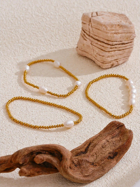 Natural freshwater pearls modern charm bracelet - product image
