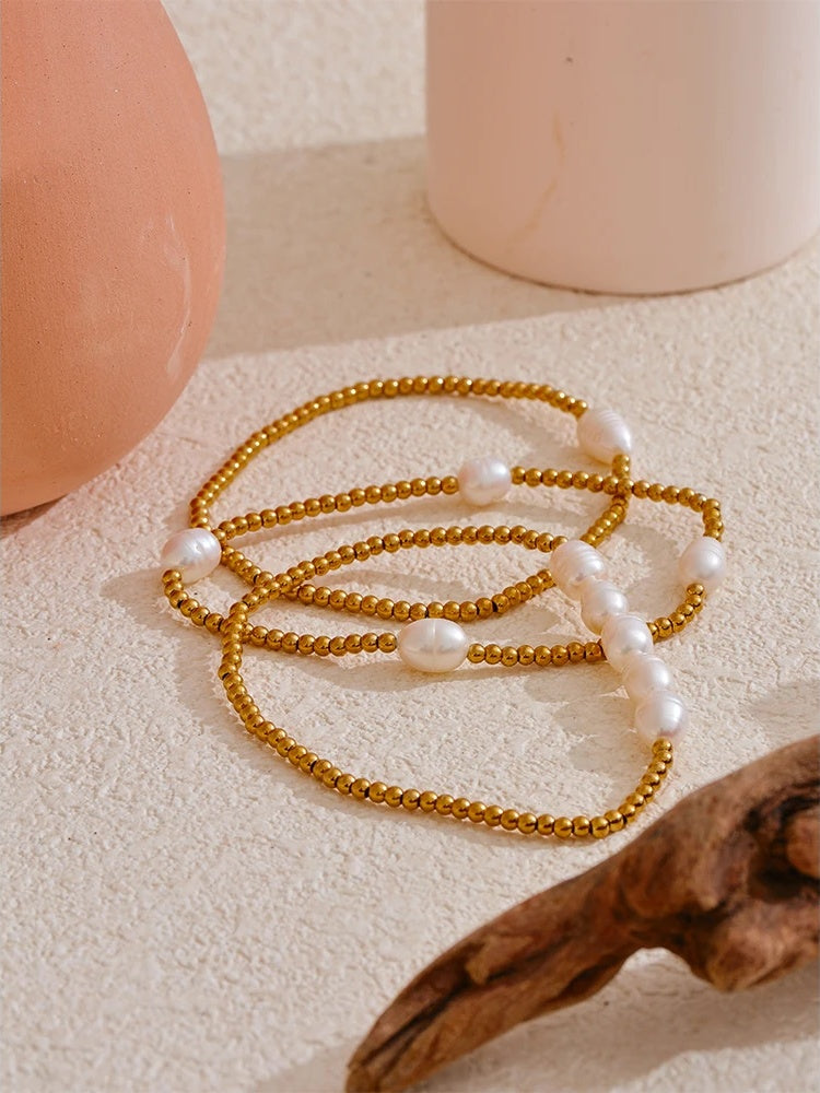 Natural freshwater pearls modern charm bracelet - product image
