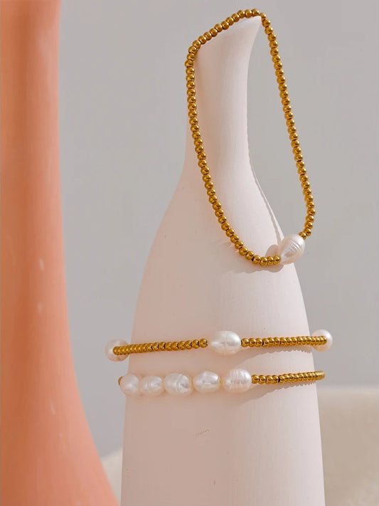 Natural freshwater pearls modern charm bracelet - product image