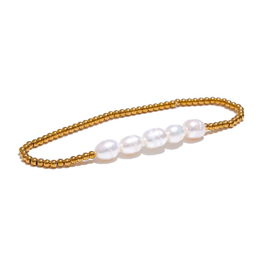 Natural freshwater pearls modern charm bracelet - product image