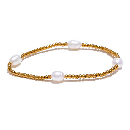 Natural freshwater pearls modern charm bracelet - product image