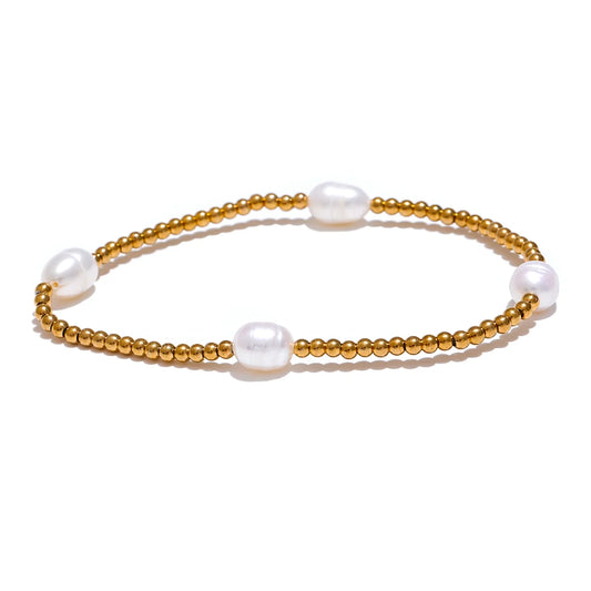 Natural freshwater pearls modern charm bracelet - product image