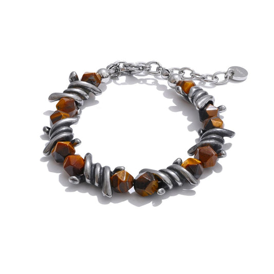 Natural jade tiger stone chain charm bracelet - product image