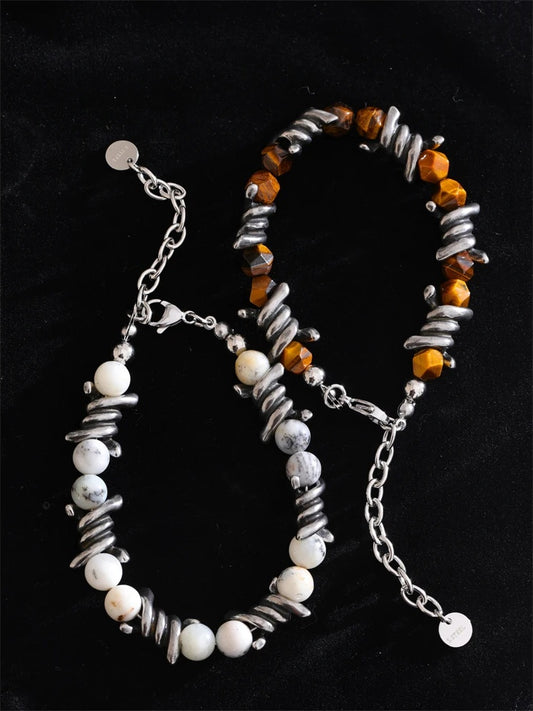 Natural jade tiger stone chain charm bracelet - product image