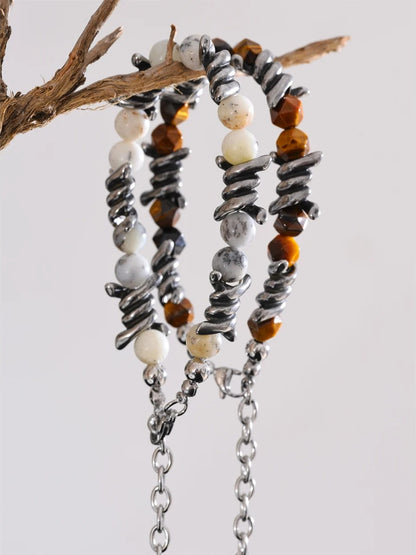 Natural jade tiger stone chain charm bracelet - product image