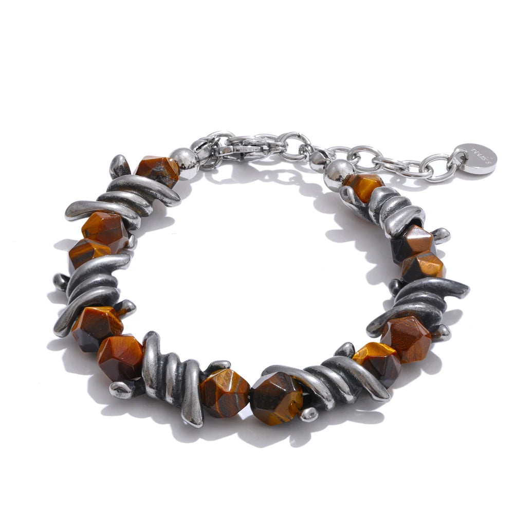 Natural jade tiger stone chain charm bracelet - product image