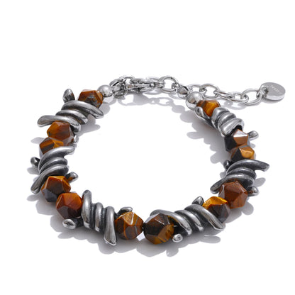 Natural jade tiger stone chain charm bracelet - product image