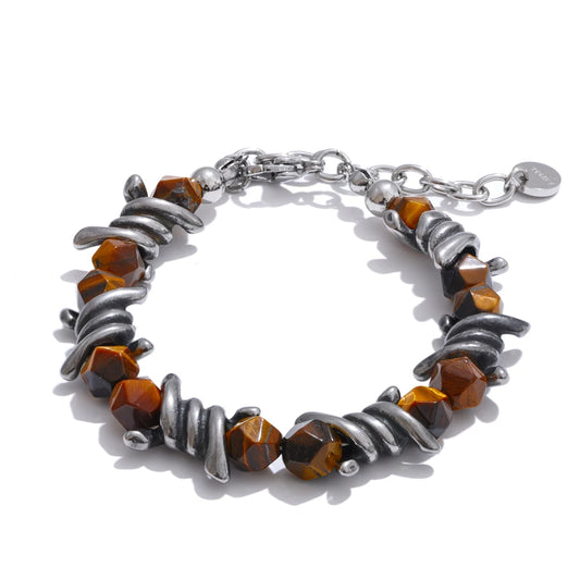 Natural jade tiger stone chain charm bracelet - product image