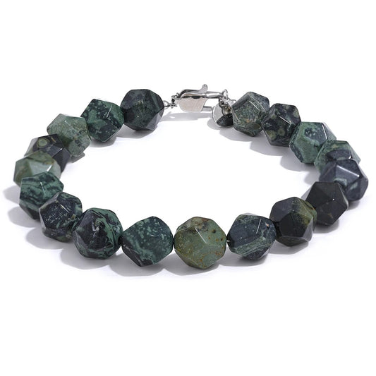 Natural malachite stone beads chain bracelet - product image