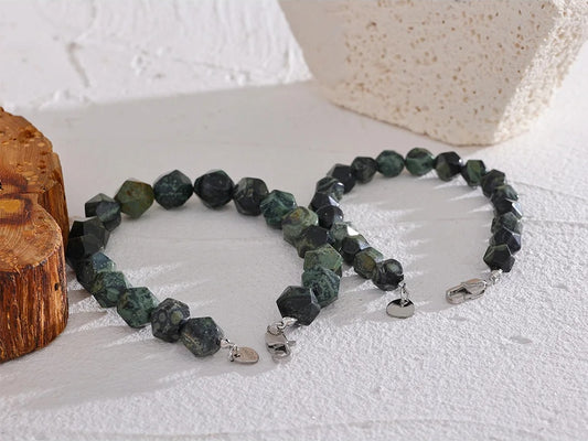Natural malachite stone beads chain bracelet - product image