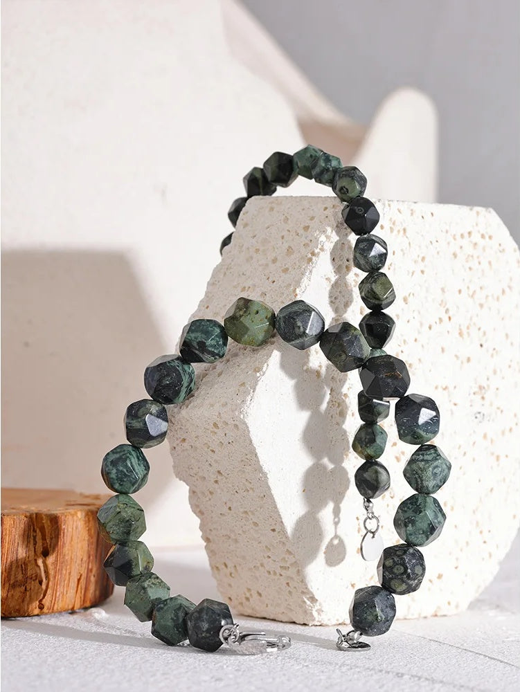 Natural malachite stone beads chain bracelet - product image