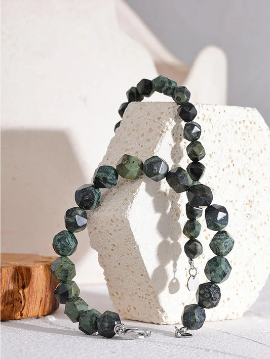 Natural malachite stone beads chain bracelet - product image