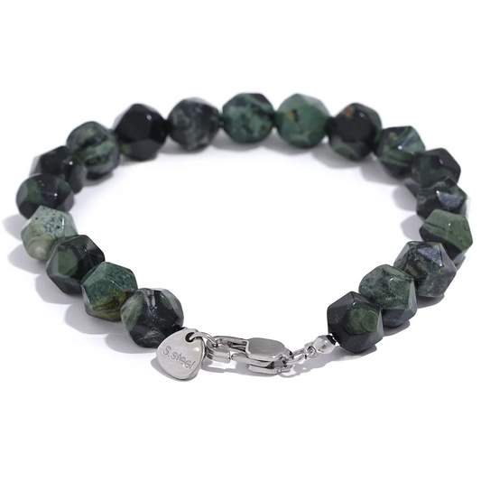 Natural malachite stone beads chain bracelet - product image