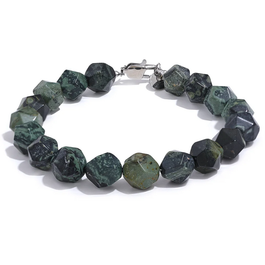 Natural malachite stone beads chain bracelet - product image