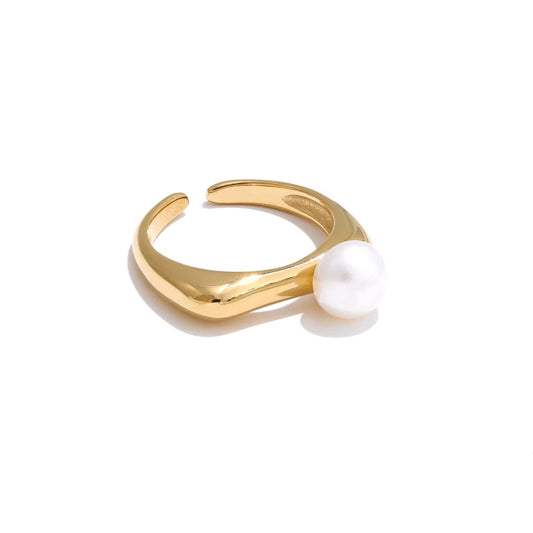 Natural pearl abstract open design ring - product image