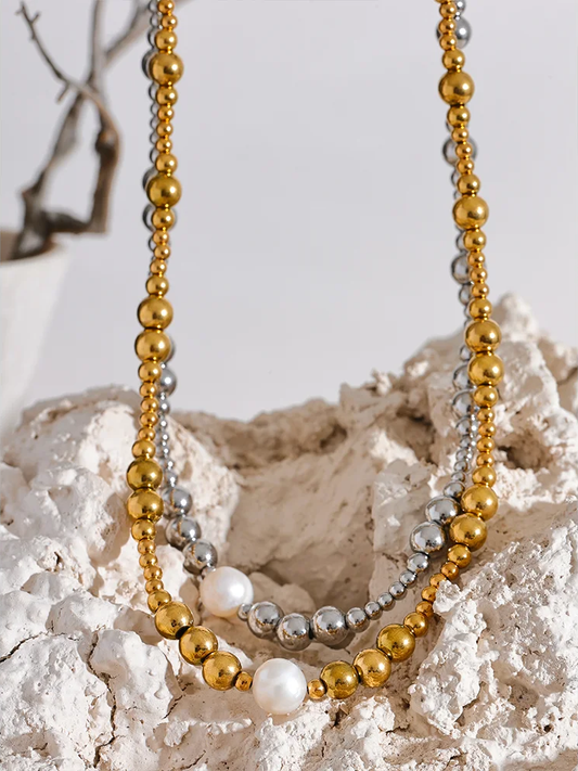 Natural pearl beads modern collar pendant necklace - product image