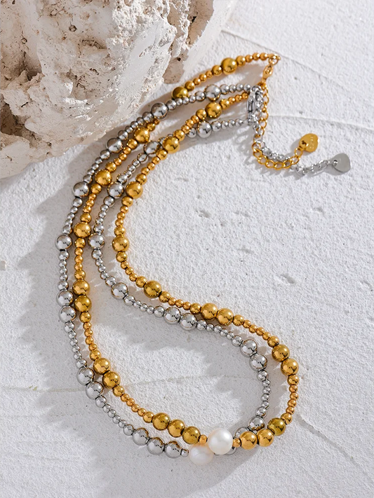 Natural pearl beads modern collar pendant necklace - product image