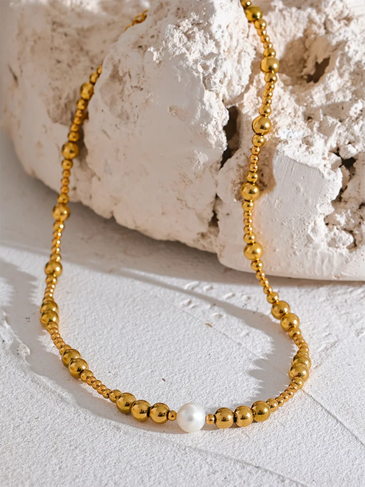 Natural pearl beads modern collar pendant necklace - product image