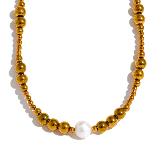Natural pearl beads modern collar pendant necklace - product image