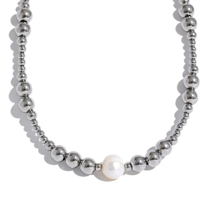 Natural pearl beads modern collar pendant necklace - product image