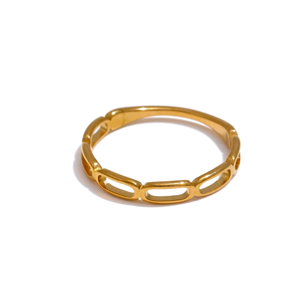 Natural pearl chain minimalist thin stackable ring - product image