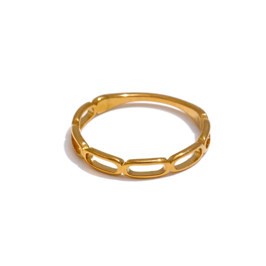 Natural pearl chain minimalist thin stackable ring - product image