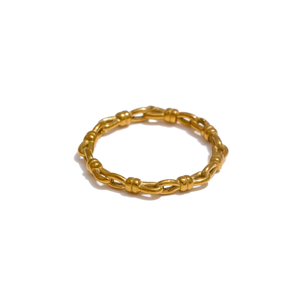 Natural pearl chain minimalist thin stackable ring - product image