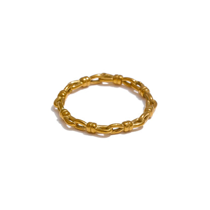 Natural pearl chain minimalist thin stackable ring - product image