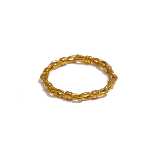 Natural pearl chain minimalist thin stackable ring - product image