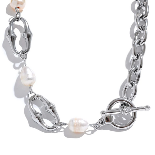 Natural pearl chain toggle-clasps bracelet - product image