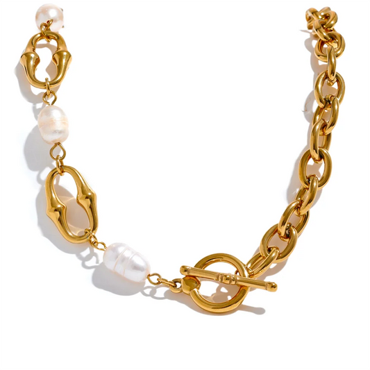 Natural pearl chain toggle-clasps bracelet - product image