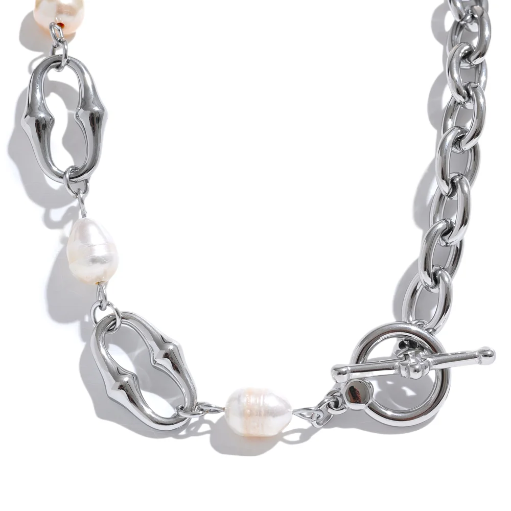 Natural pearl chain toggle-clasps bracelet - product image